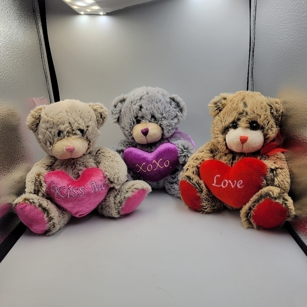 Tom’s Toys Set of 3 Valentine’s Heart Plush Toy Bears